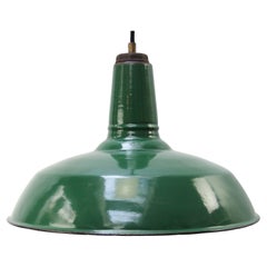 American Green Enamel Vintage Industrial Pendant Light by Silvaking, USA