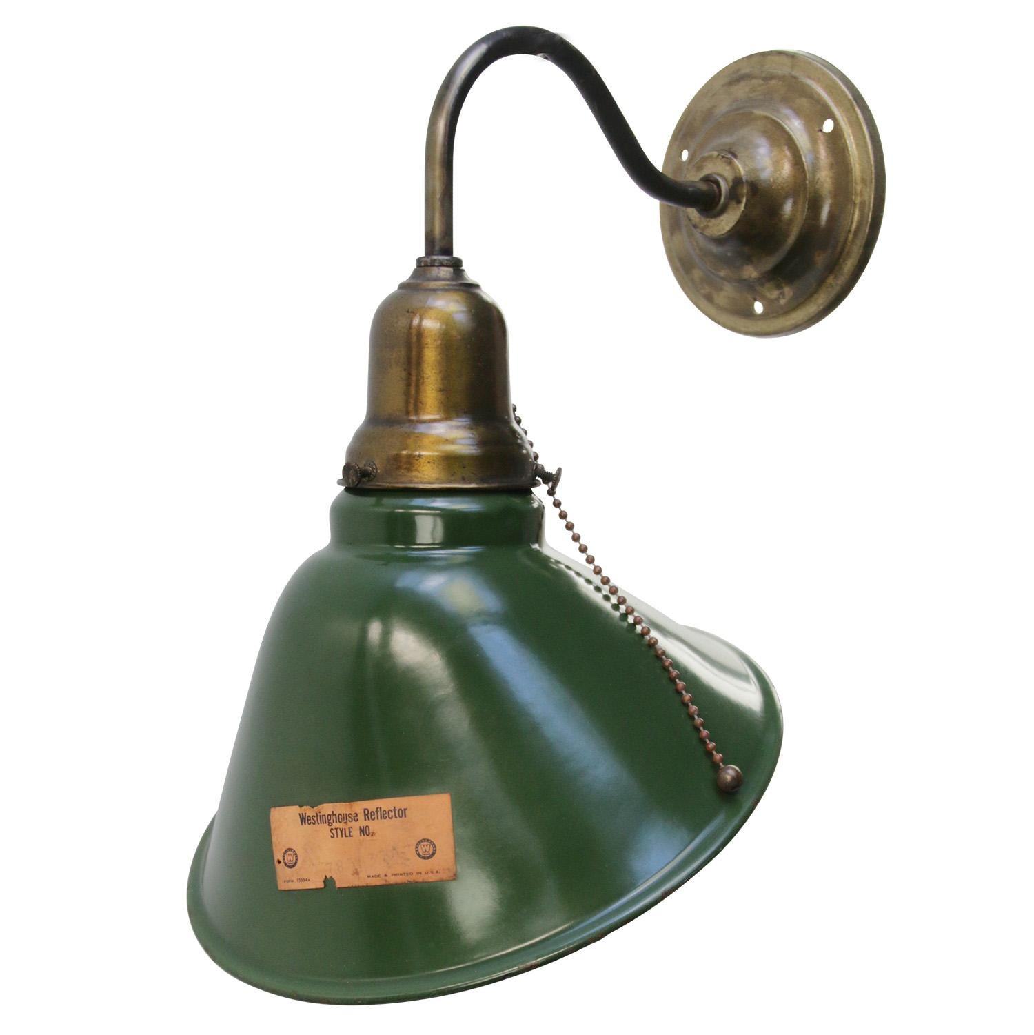 Cast American Green Enamel Vintage Industrial Scone Wall Light by Westinghouse