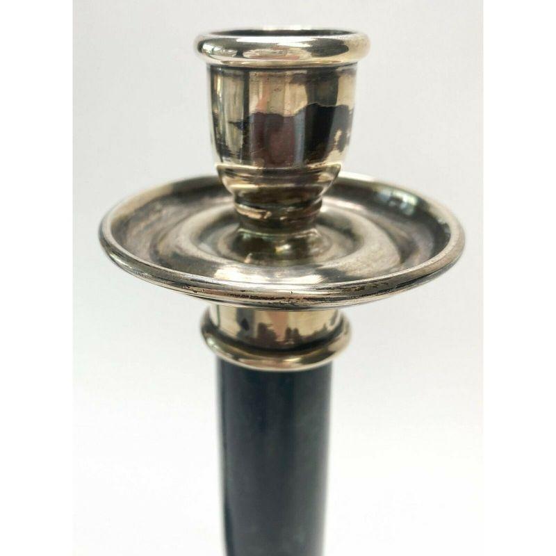 American Green Marble & Silver Mount Candle Sticks, circa 1920 In Good Condition For Sale In Gardena, CA