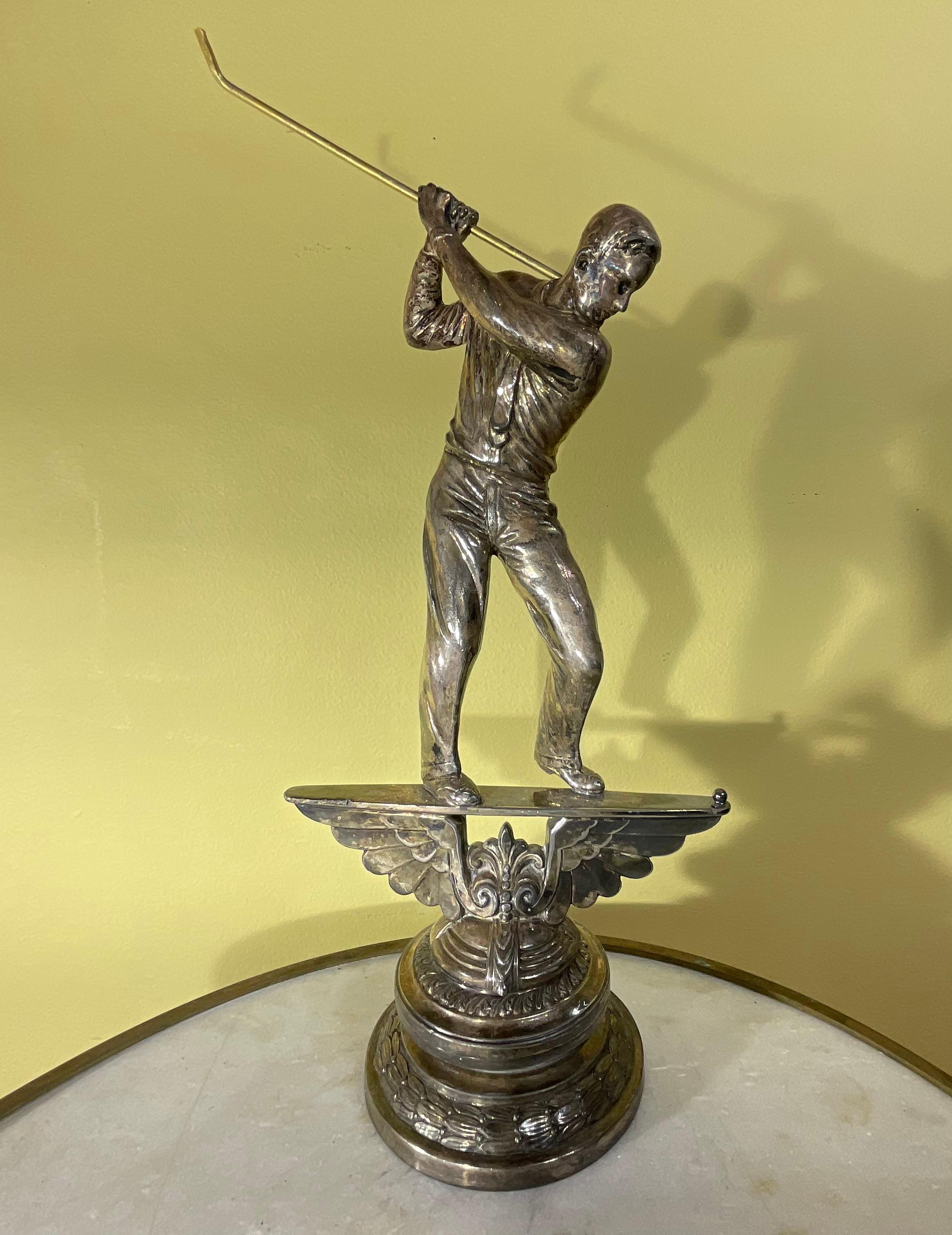 American Hand Chased Silverplate Golf Playing Figurine  For Sale 5