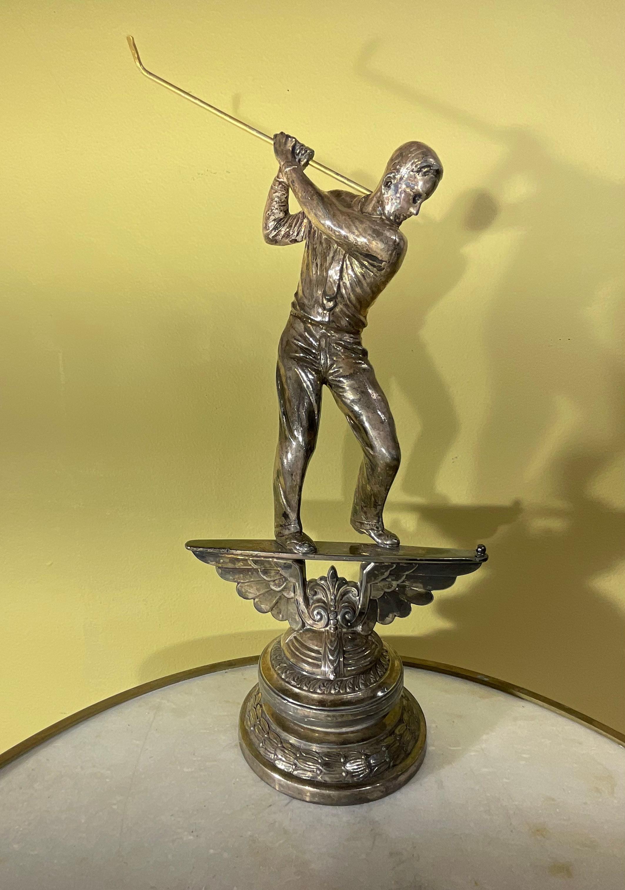 American Hand Chased Silverplate Golf Playing Figurine  For Sale 7