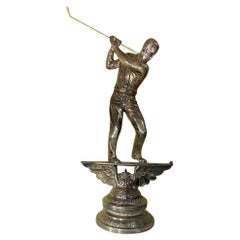 American Hand Chased Silverplate Golf Playing Figurine 