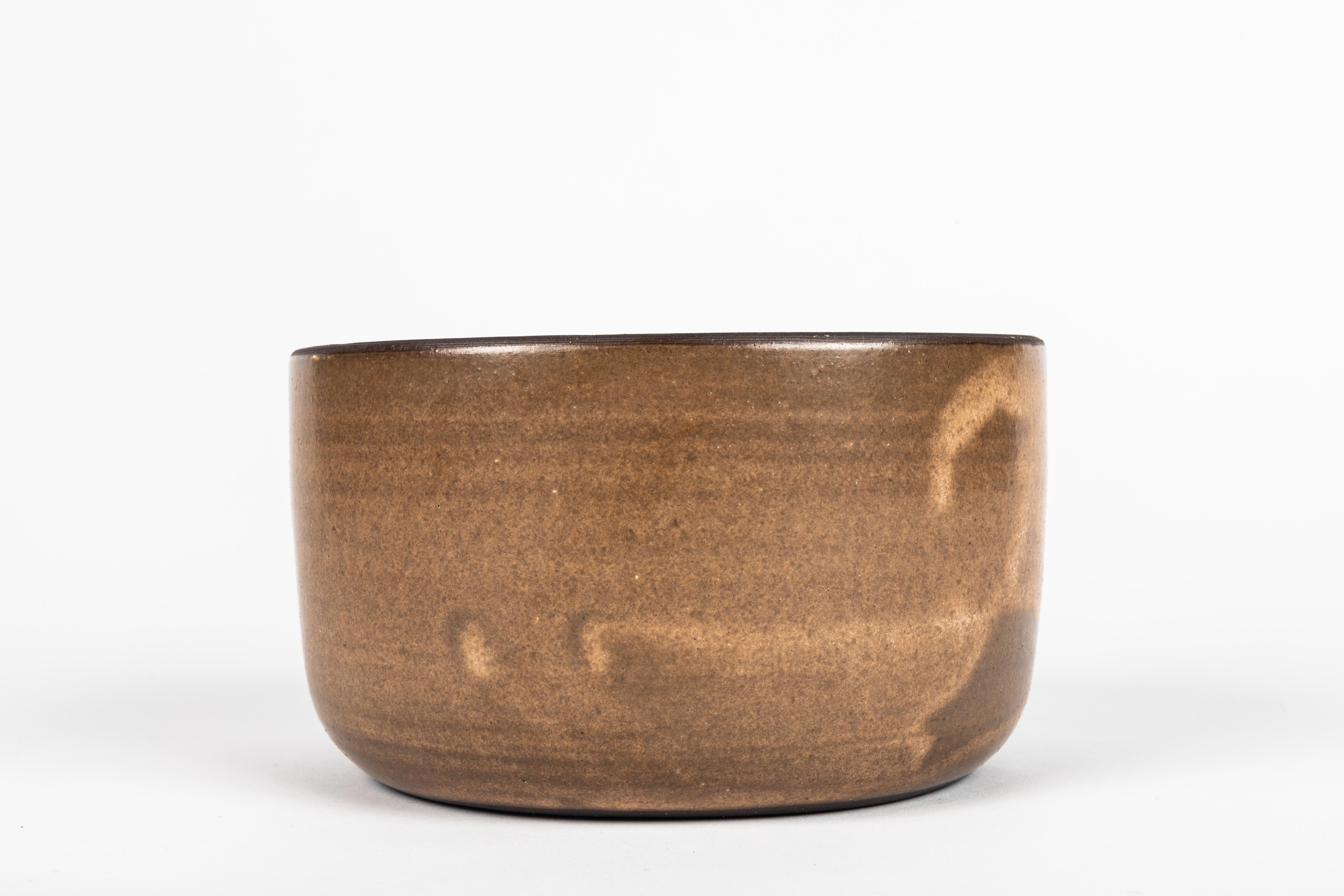 Mid-Century Modern American Hand-Glazed Pottery Low Bowl