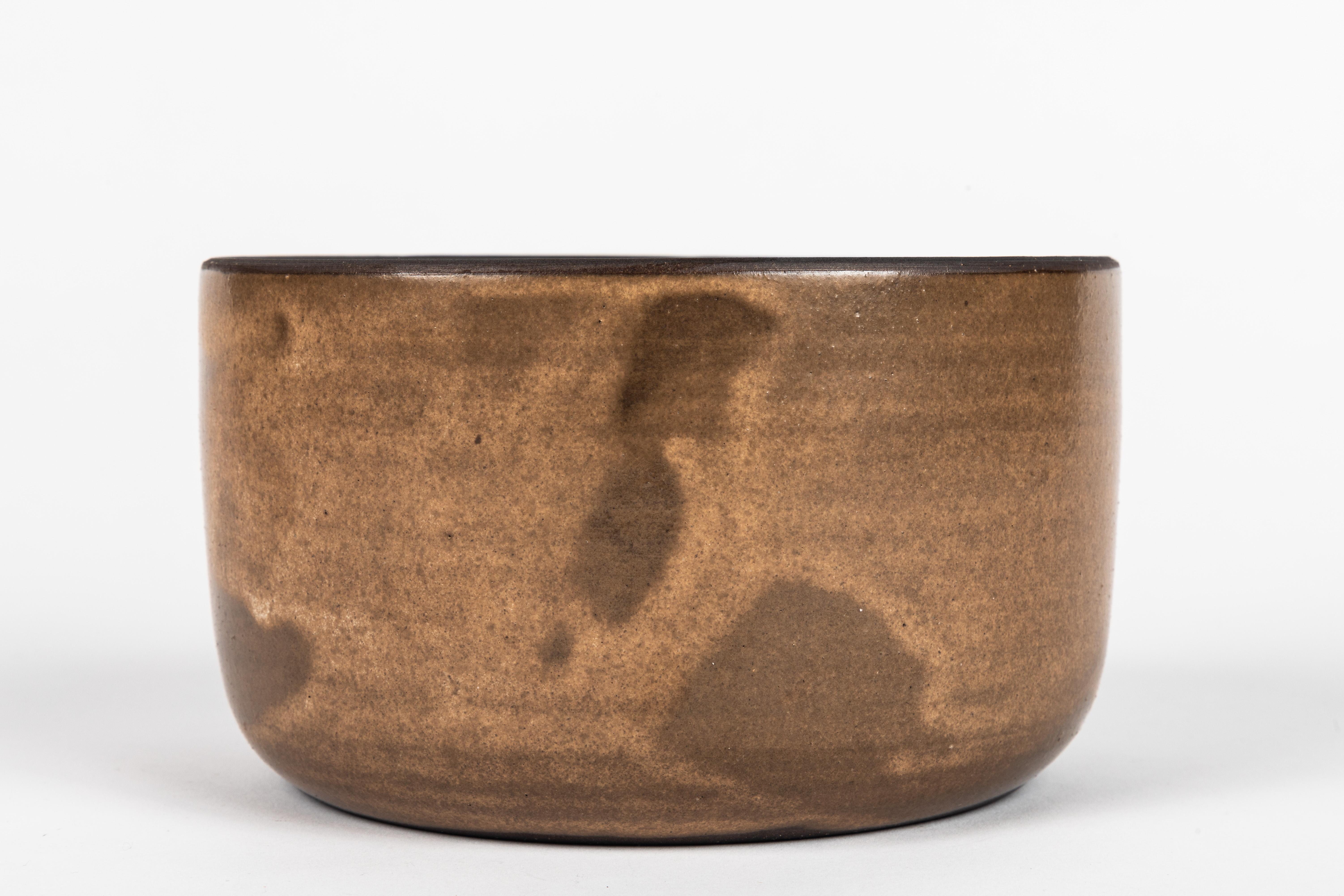Hand-Crafted American Hand-Glazed Pottery Low Bowl
