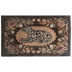 American Hand Hooked and Mounted Dog Rug