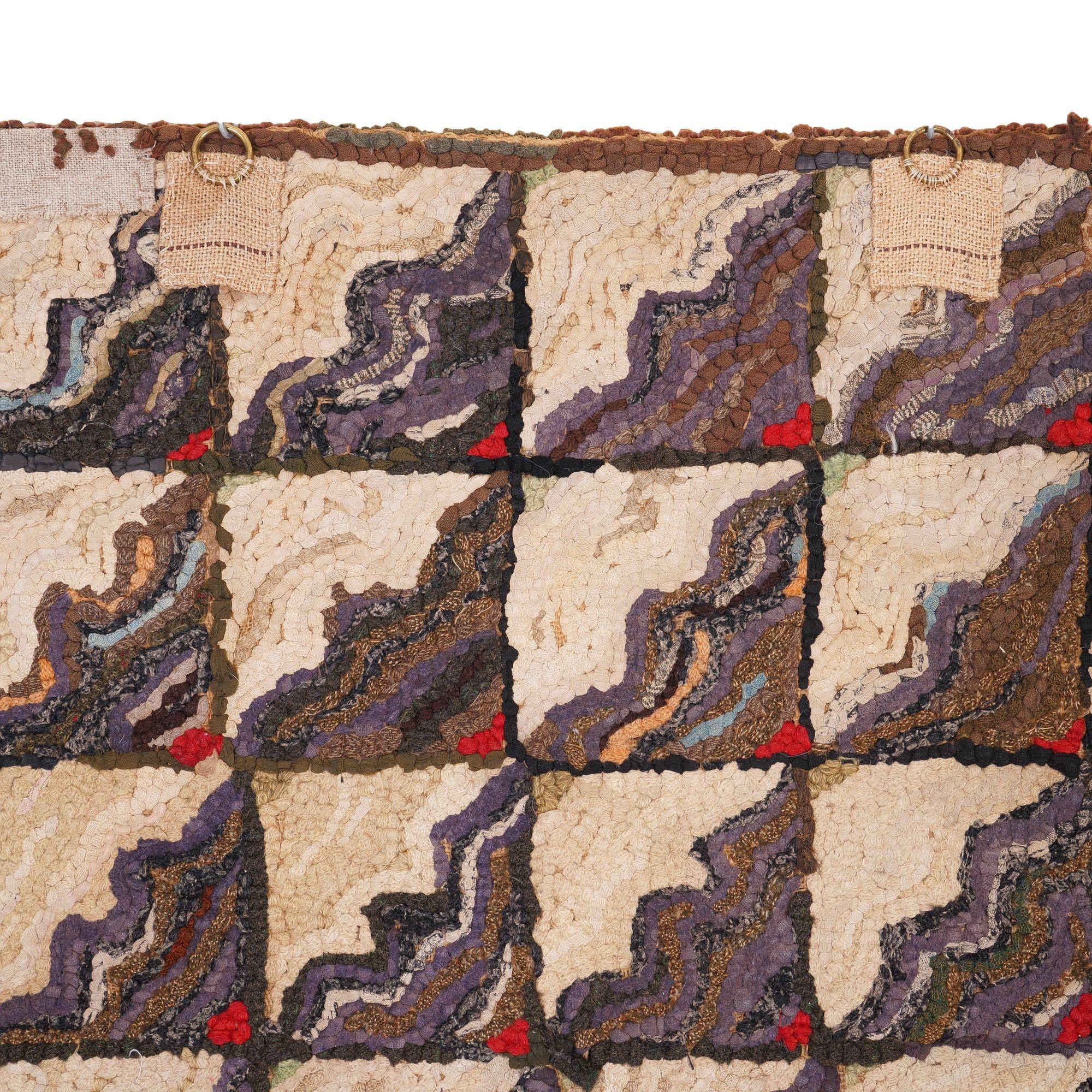 Suspension murale en tapis crocheté tissé à la main, A.I.C., c. 1880 en vente 5
