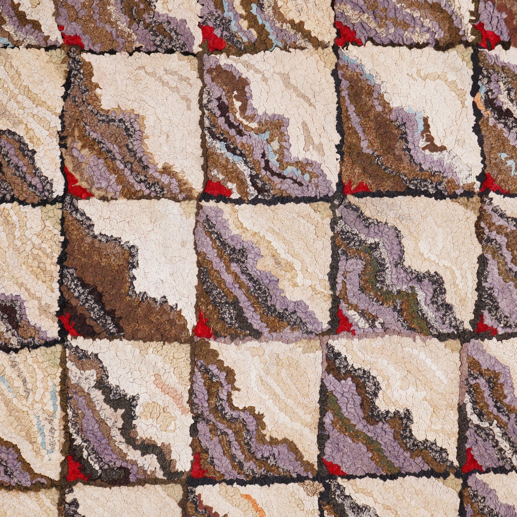 Suspension murale en tapis crocheté tissé à la main, A.I.C., c. 1880 Bon état - En vente à Kenilworth, IL