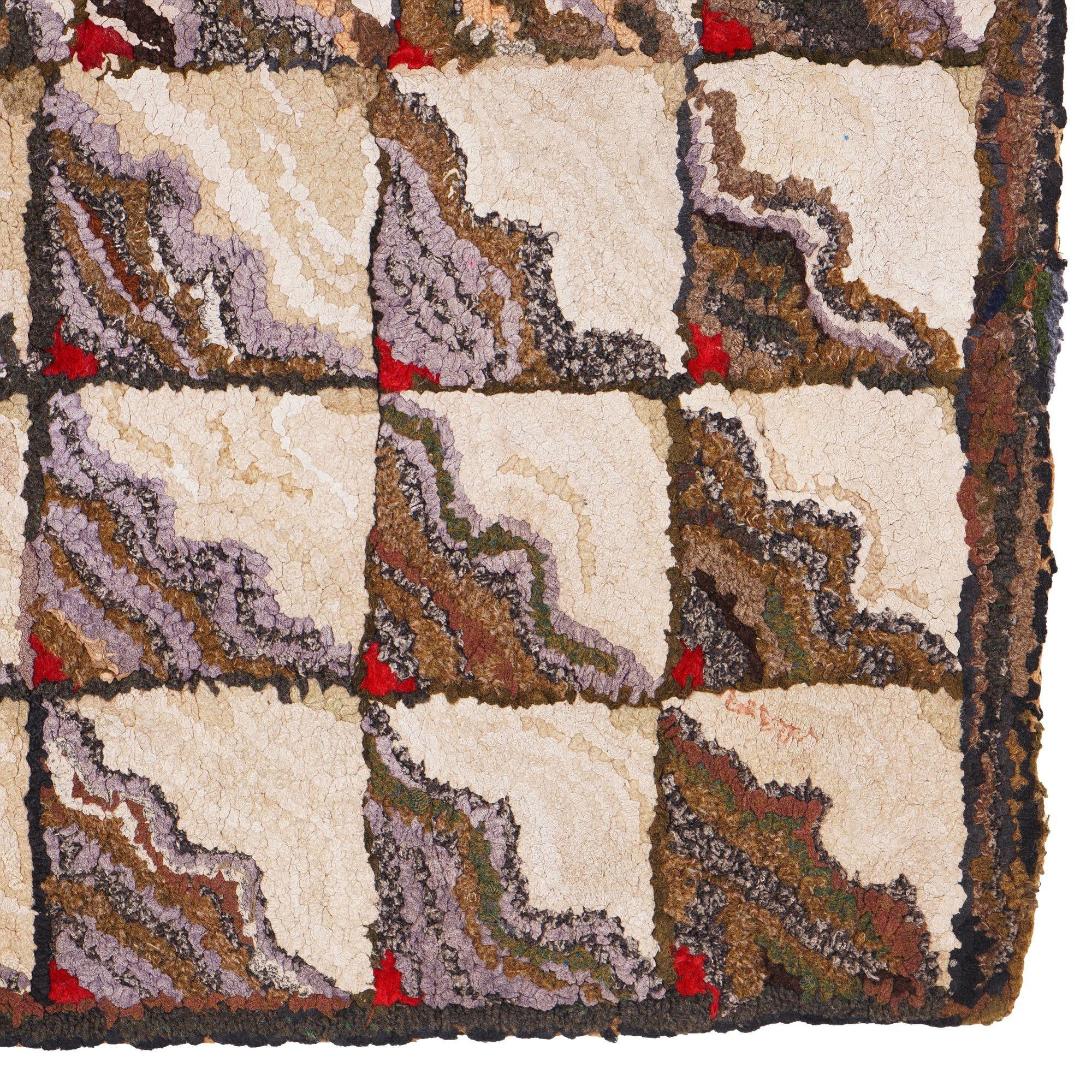 XIXe siècle Suspension murale en tapis crocheté tissé à la main, A.I.C., c. 1880 en vente