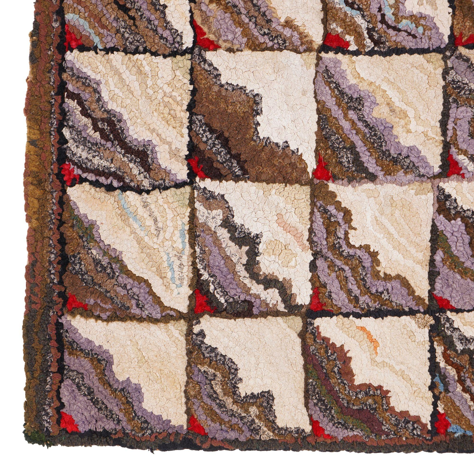 Coton Suspension murale en tapis crocheté tissé à la main, A.I.C., c. 1880 en vente