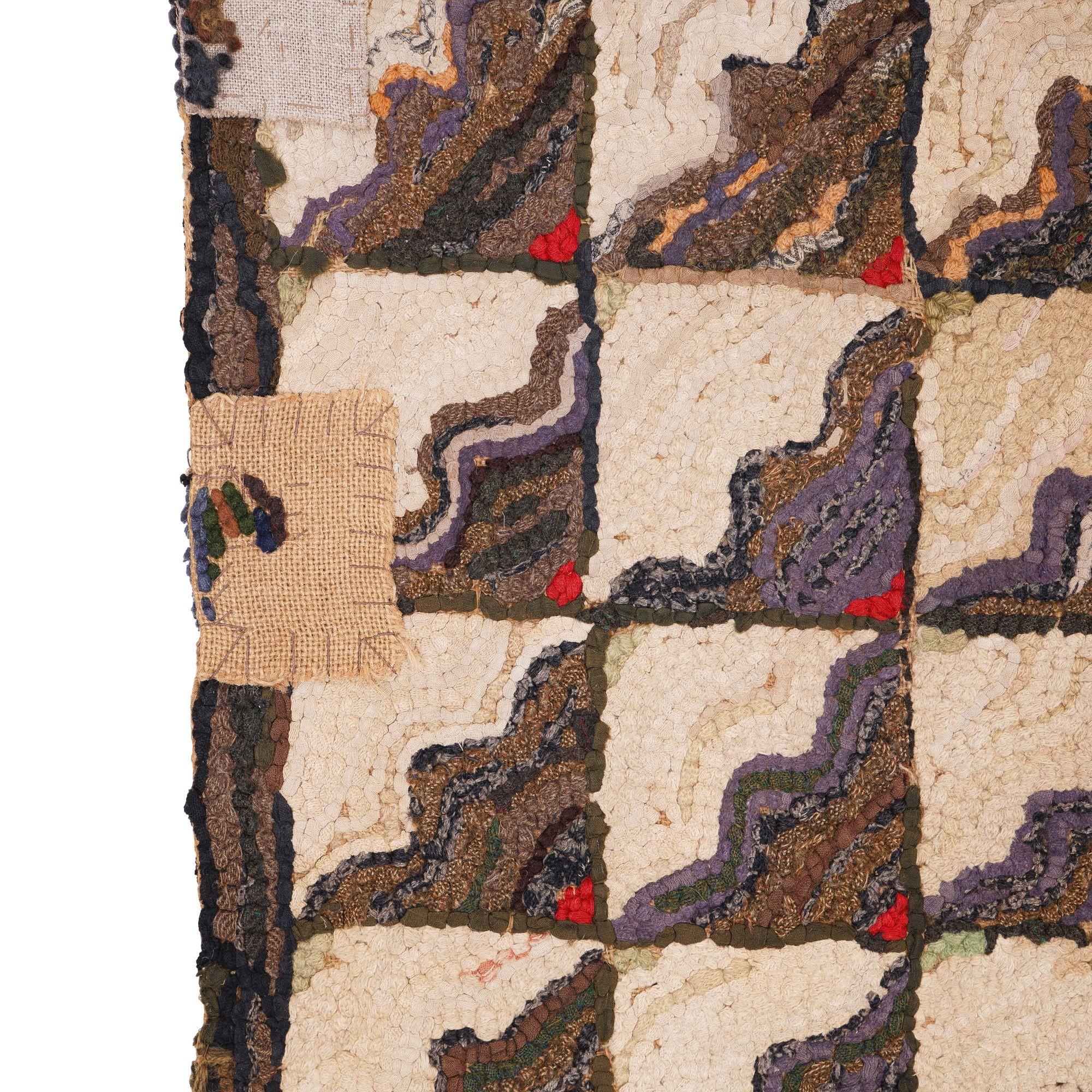 Suspension murale en tapis crocheté tissé à la main, A.I.C., c. 1880 en vente 2
