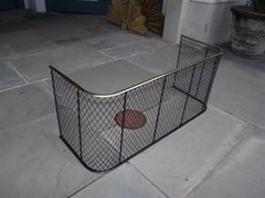American Painted Wire and Polished Brass Fireplace Fender on Iron Base, C. 1810