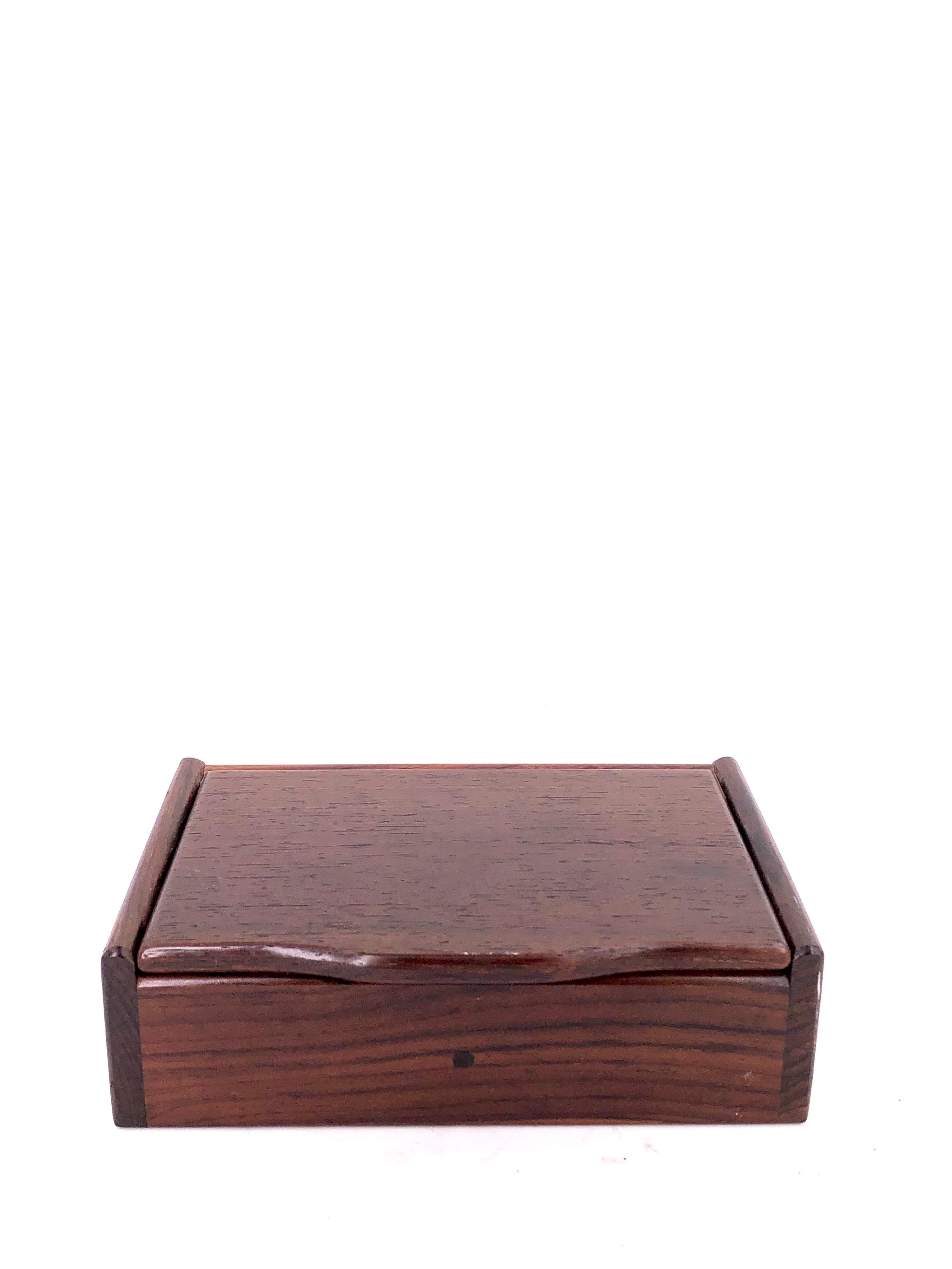 Mid-Century Modern American Handcrafted Rosewood Solid Wood Jewelry Box
