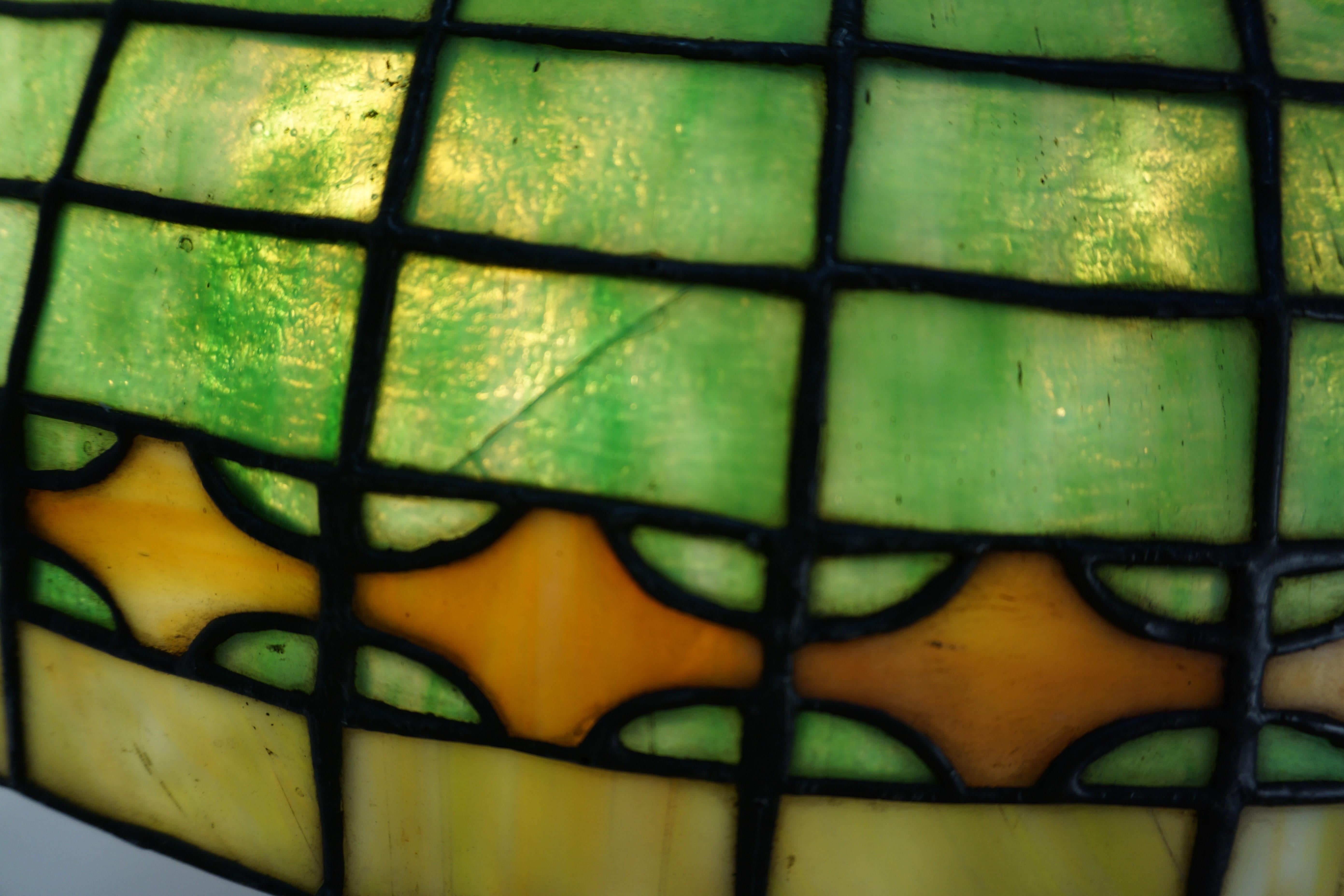 American Handel 1920's Lead Glass and Bronze Floor Lamp 1