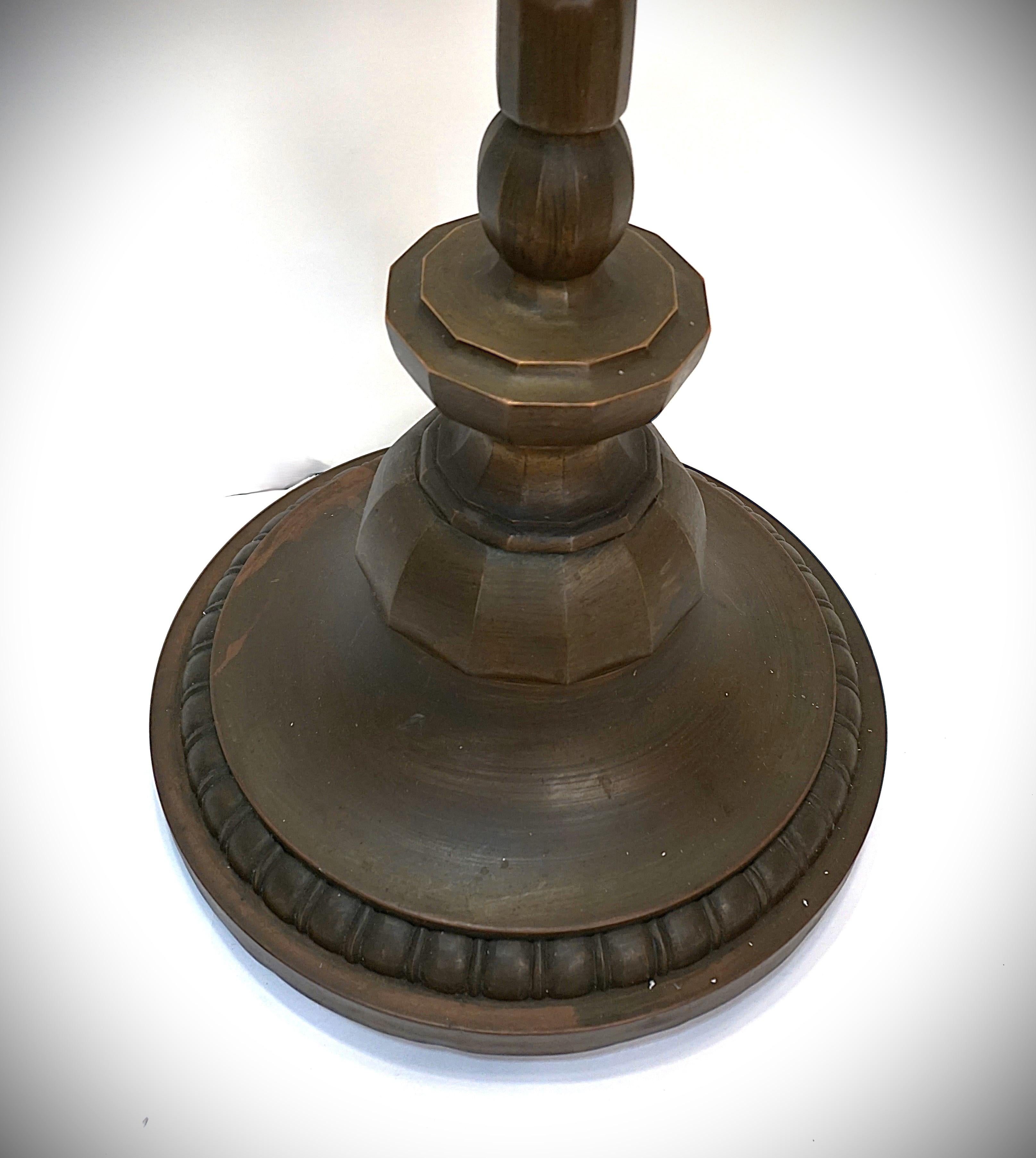 American Handel 1920's Lead Glass and Bronze Floor Lamp 5