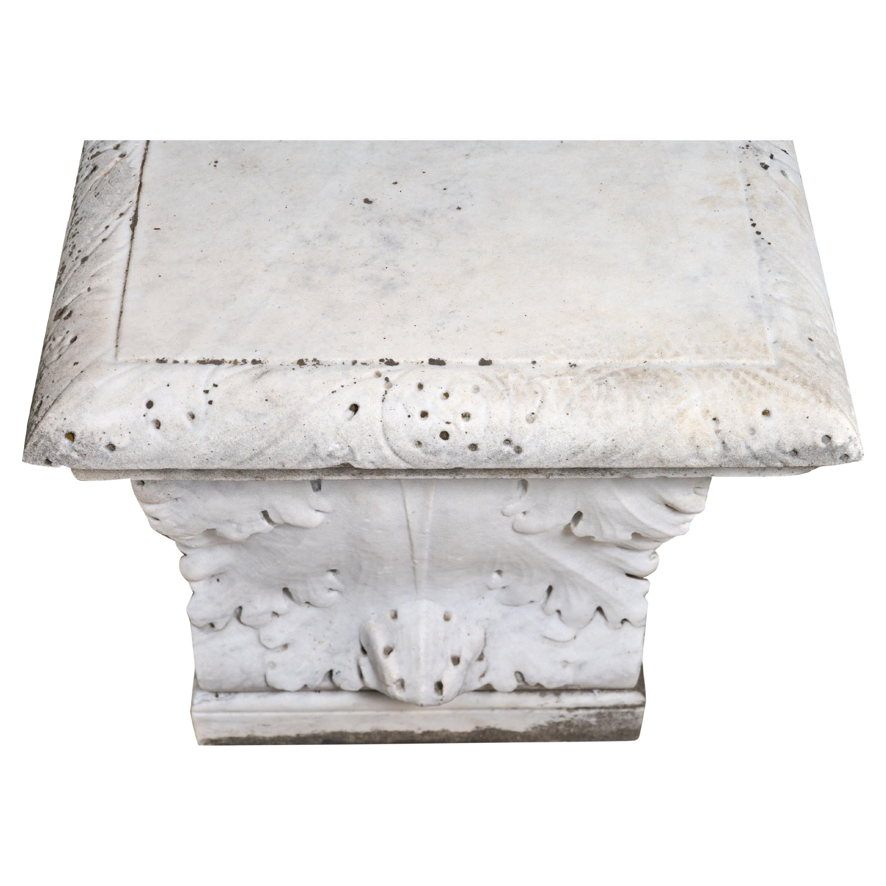 American Heavily Carved Marble Bench with Satyr Heads 2