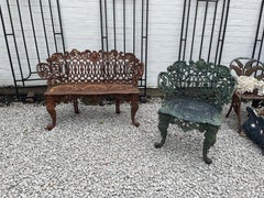 American Heavy Cast Iron Settee and Chair in the Rococo and Renaissance Revival