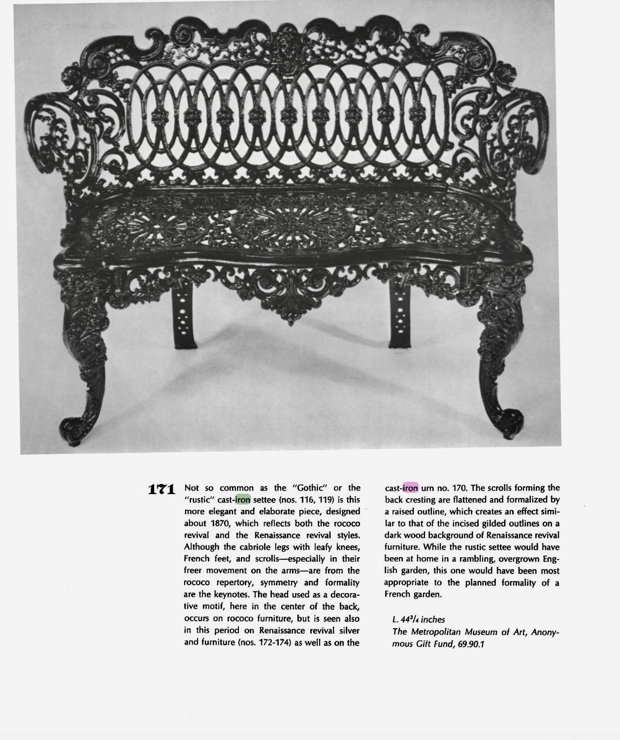 American Heavy Cast Iron Settee and Chair in the Rococo and Renaissance Revival In Good Condition For Sale In Chicago, IL