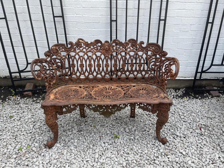 American Heavy Cast Iron Settee and Chair in the Rococo and Renaissance