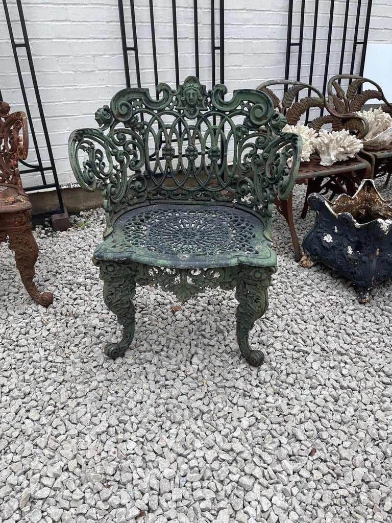 American Heavy Cast Iron Settee and Chair in the Rococo and Renaissance