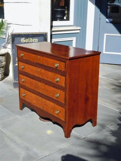American Hepplewhite Cherry & Birds Eye Maple Graduated Chest of Drawers, C 1810