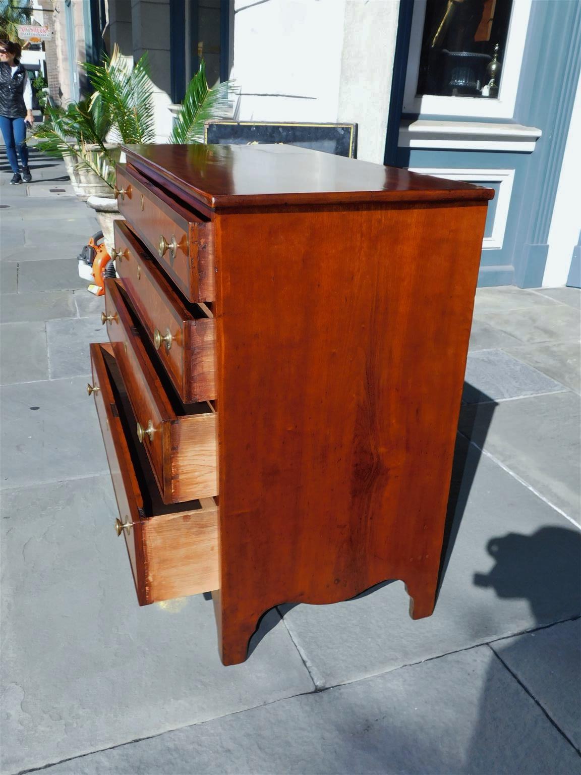 Early 19th Century American Hepplewhite Cherry & Birds Eye Maple Graduated Chest of Drawers, C 1810 For Sale