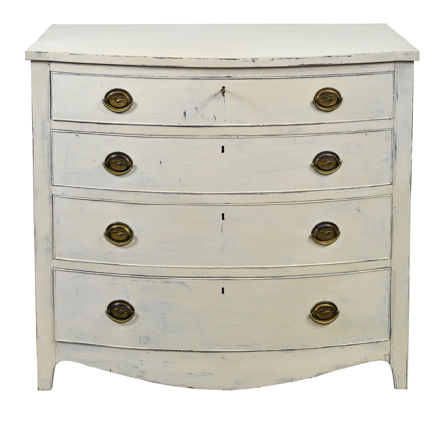American Hepplewhite Chest of Drawers with Gustavian Grey-White Paint 2