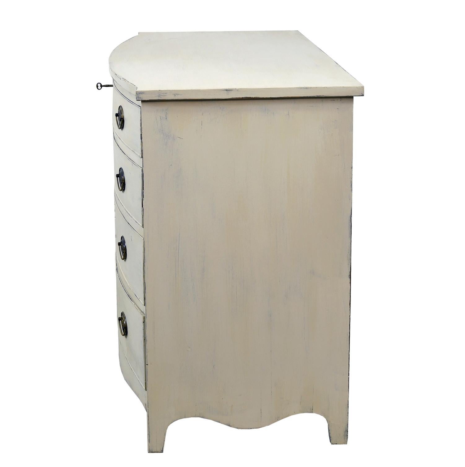 Hand-Crafted American Hepplewhite Chest of Drawers with Gustavian Grey-White Paint
