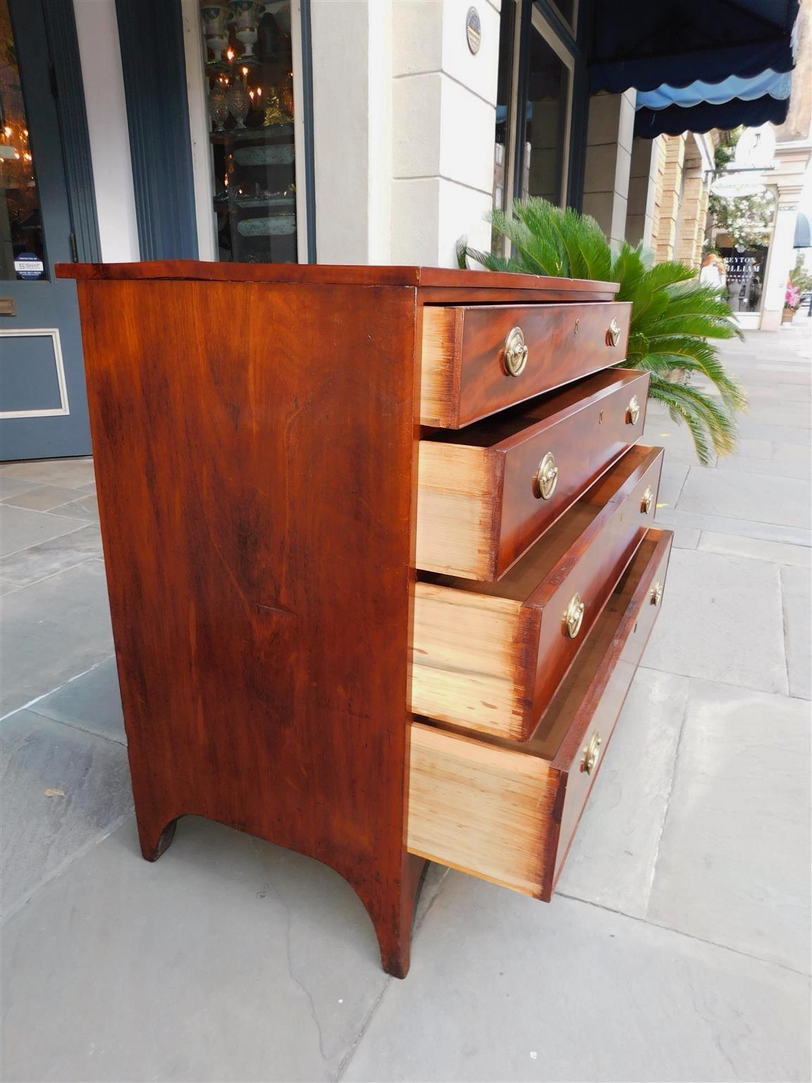 American Hepplewhite Mahogany Graduated Chest with Original Brasses, C. 1800 3