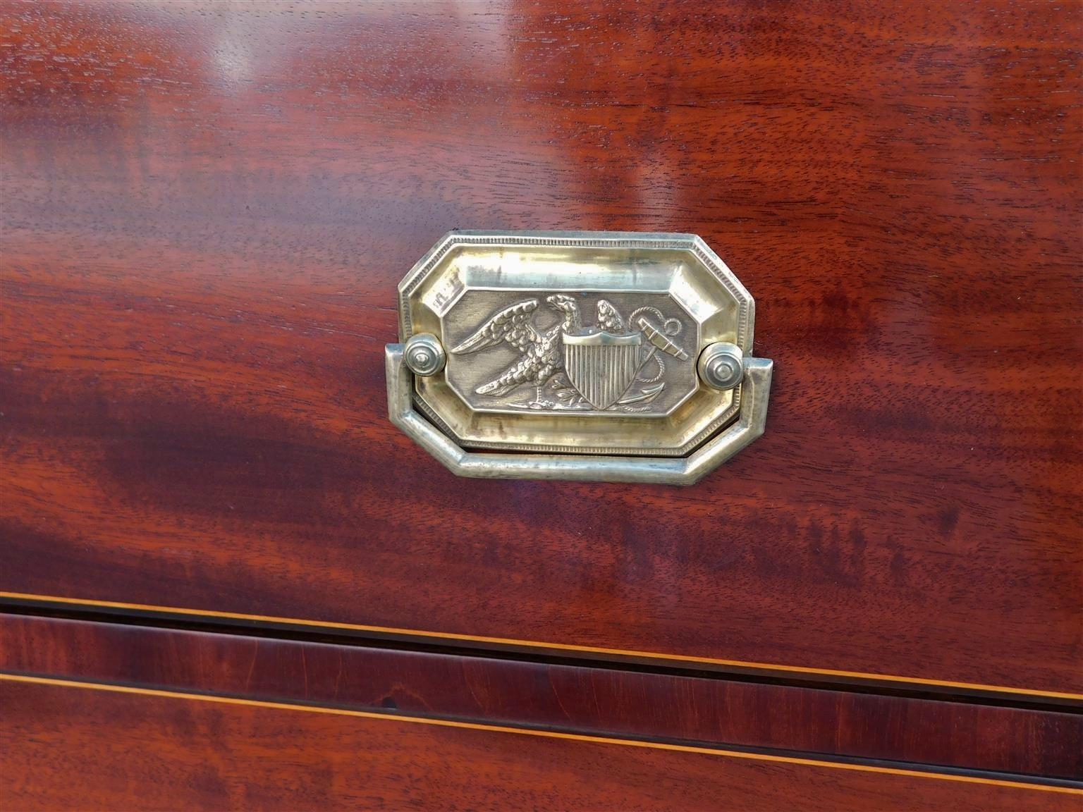 American Hepplewhite Mahogany Inlaid Chest of Drawers w/ Orig. Brasses, C. 1800 For Sale 5