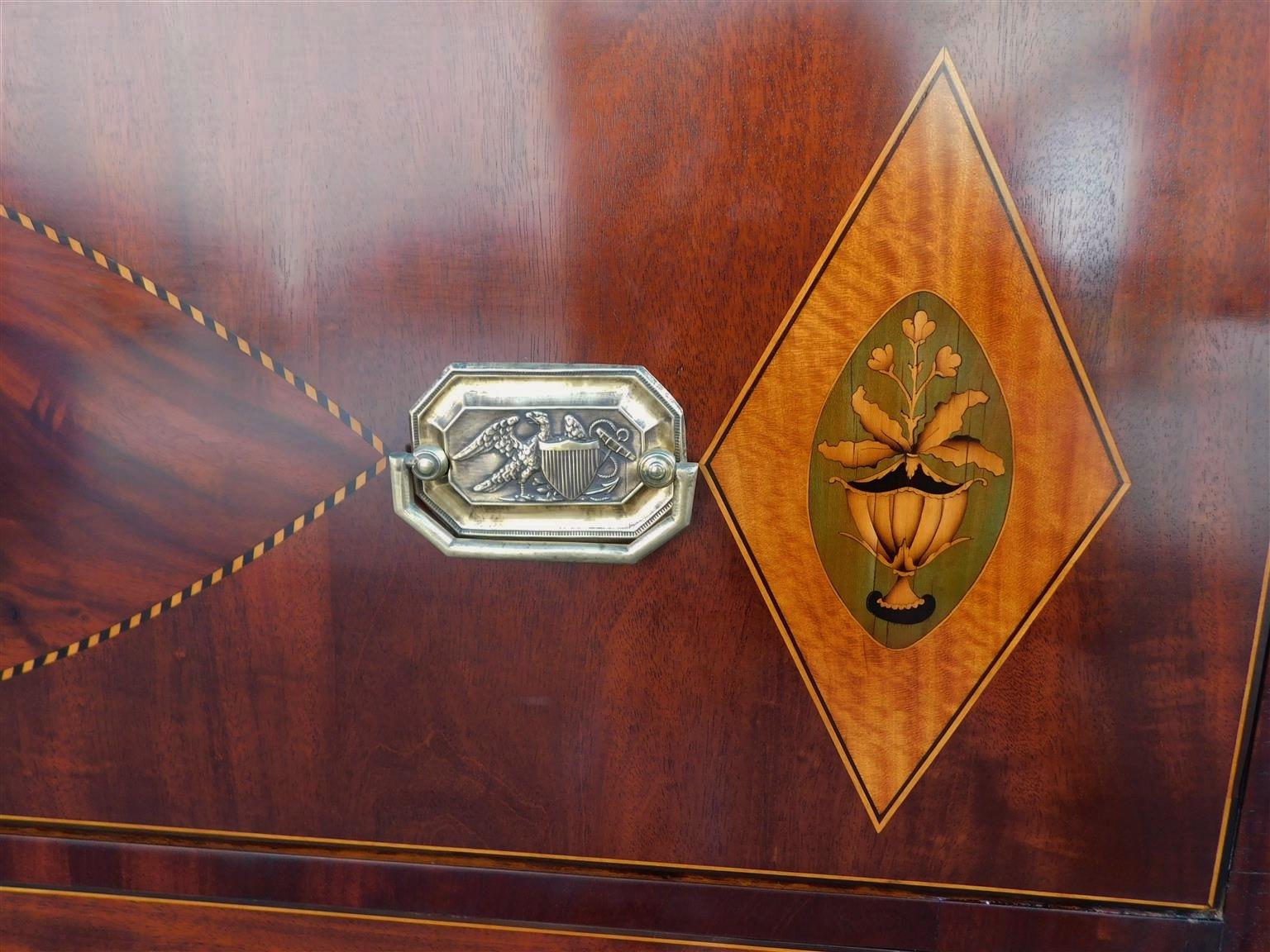American Hepplewhite Mahogany Inlaid Chest of Drawers w/ Orig. Brasses, C. 1800 For Sale 6