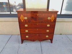American Hepplewhite Mahogany Inlaid Chest of Drawers w/ Orig. Brasses, C. 1800