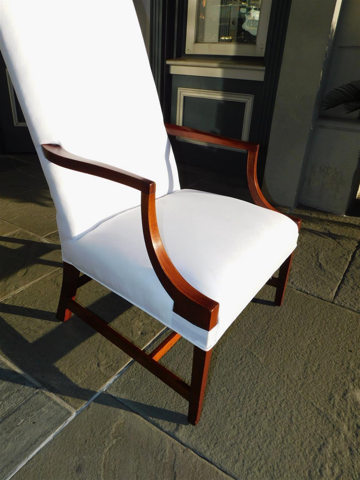 American Hepplewhite Mahogany Inlaid Martha Washington Arm Chair, Circa 1790 For Sale 2