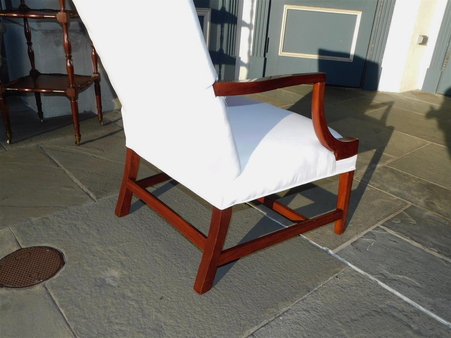 American Hepplewhite Mahogany Inlaid Martha Washington Arm Chair, Circa 1790 For Sale 11