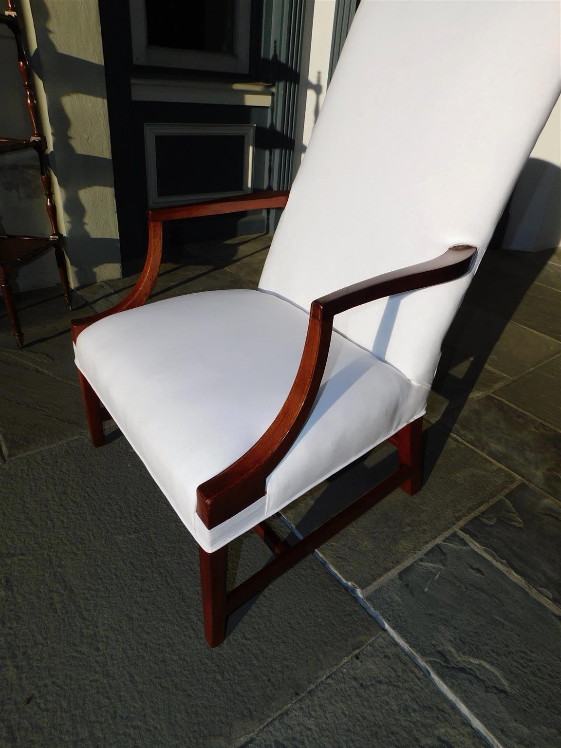 Tissu d'ameublement Fauteuil Martha Washington en acajou incrusté Hepplewhite, datant d'environ 1790 en vente