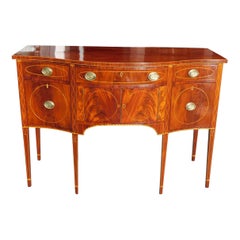 American Hepplewhite Mahogany Serpentine Satinwood Inlaid Sideboard, NY C. 1780