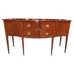 American Hepplewhite Mahogany Serpentine Two Drawer Inlaid Sideboard, Circa 1790