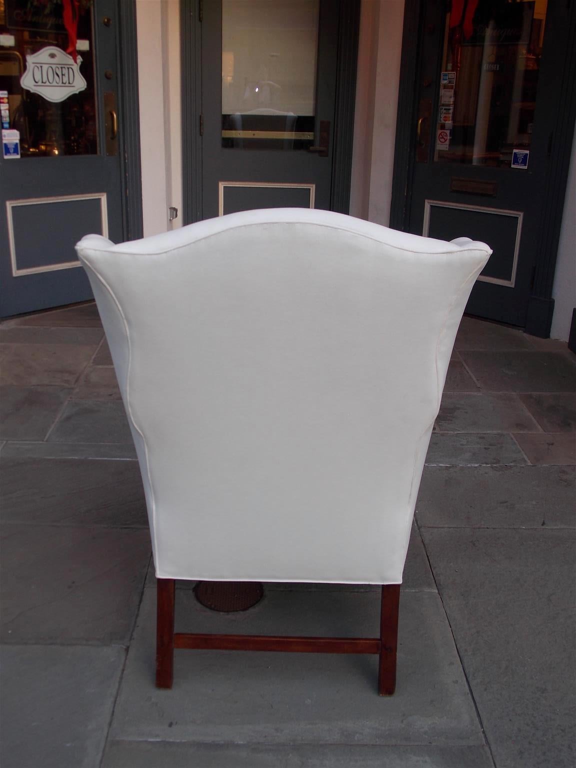 American Hepplewhite Mahogany Upholstered Wing Back Chair, New York, Circa 1790 4
