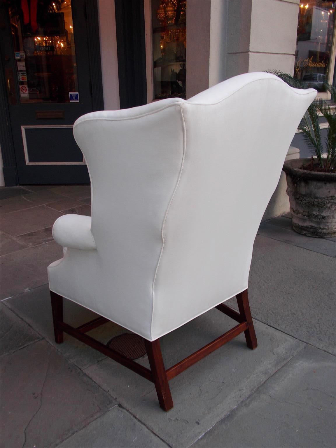 American Hepplewhite Mahogany Upholstered Wing Back Chair, New York, Circa 1790 5