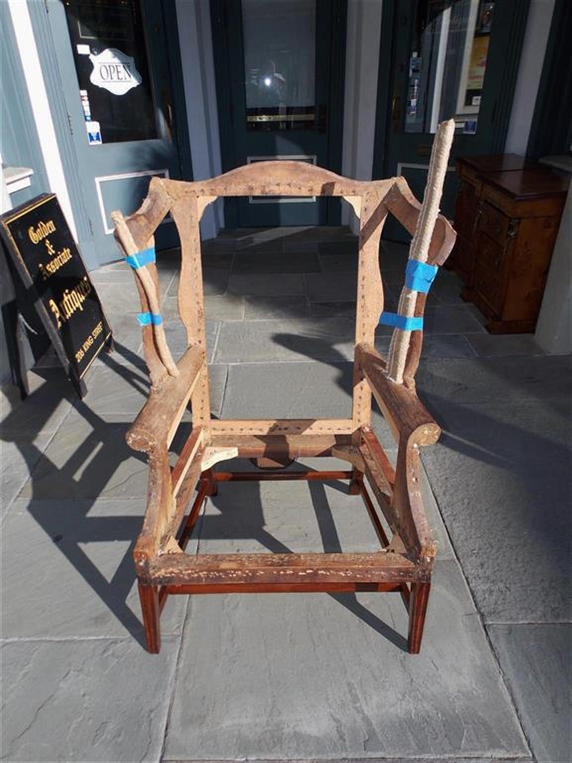 American Hepplewhite Mahogany Upholstered Wing Back Chair, New York, Circa 1790 9
