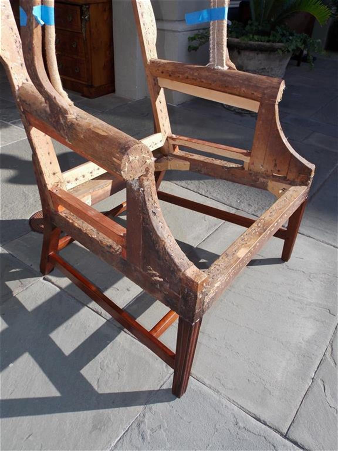 American Hepplewhite Mahogany Upholstered Wing Back Chair, New York, Circa 1790 11