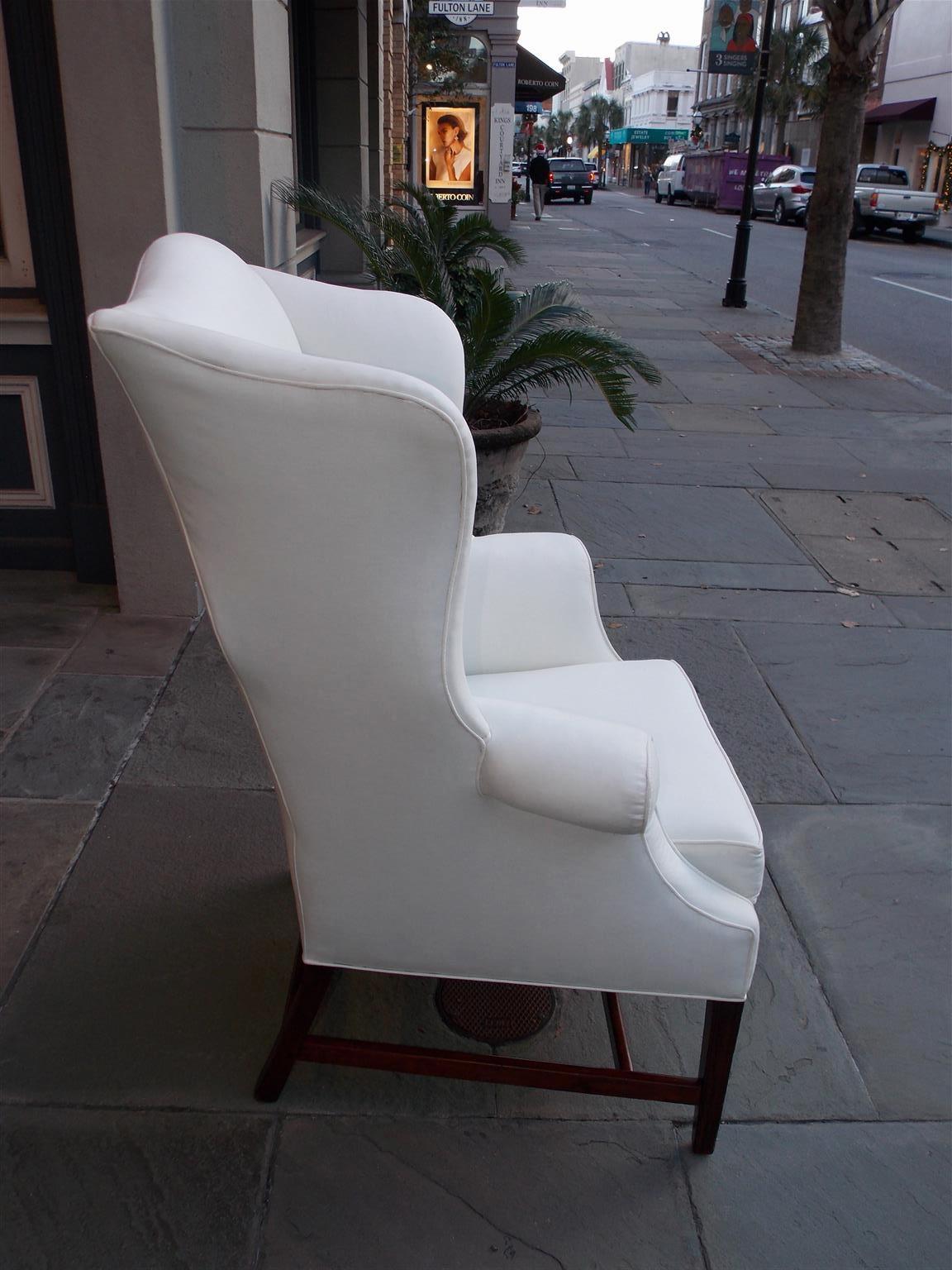 American Hepplewhite Mahogany Upholstered Wing Back Chair, New York, Circa 1790 3