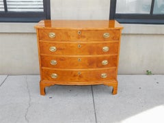 American Hepplewhite Maple Bow Front Chest of Drawers on Bracket Feet, VA C 1790