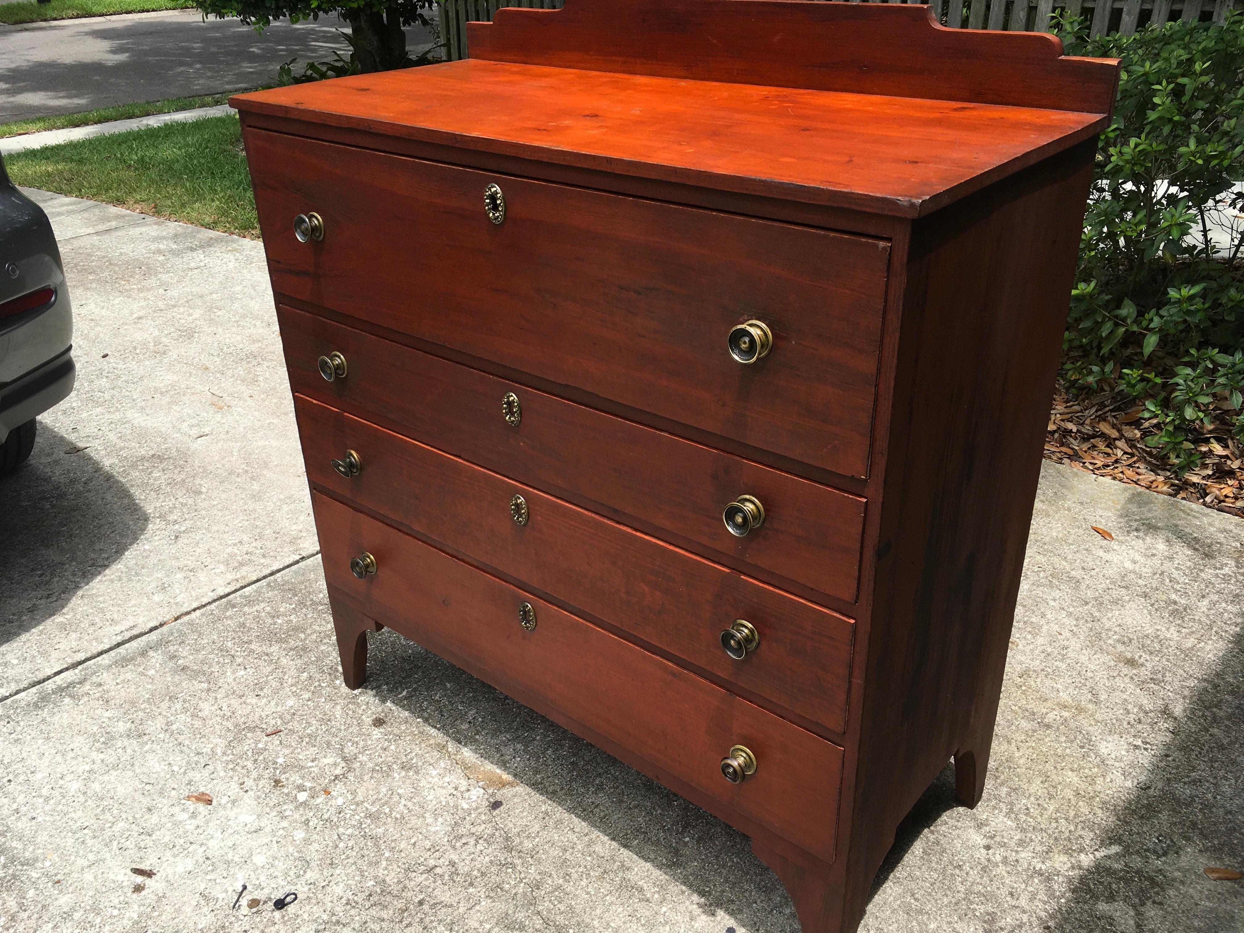American Hepplewhite Grain Painted Chest For Sale 8
