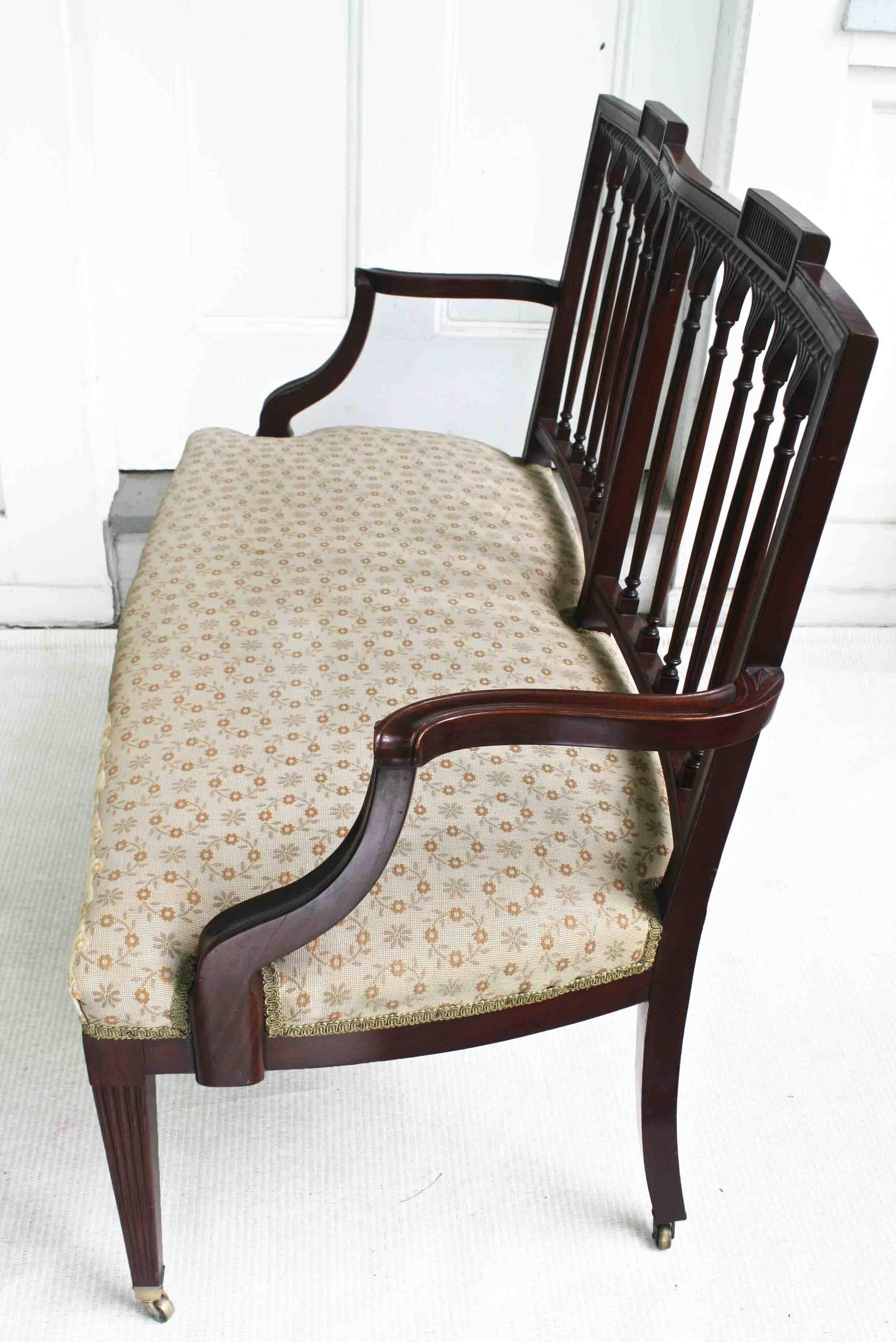 Upholstery American Hepplewhite Revival Bench For Sale