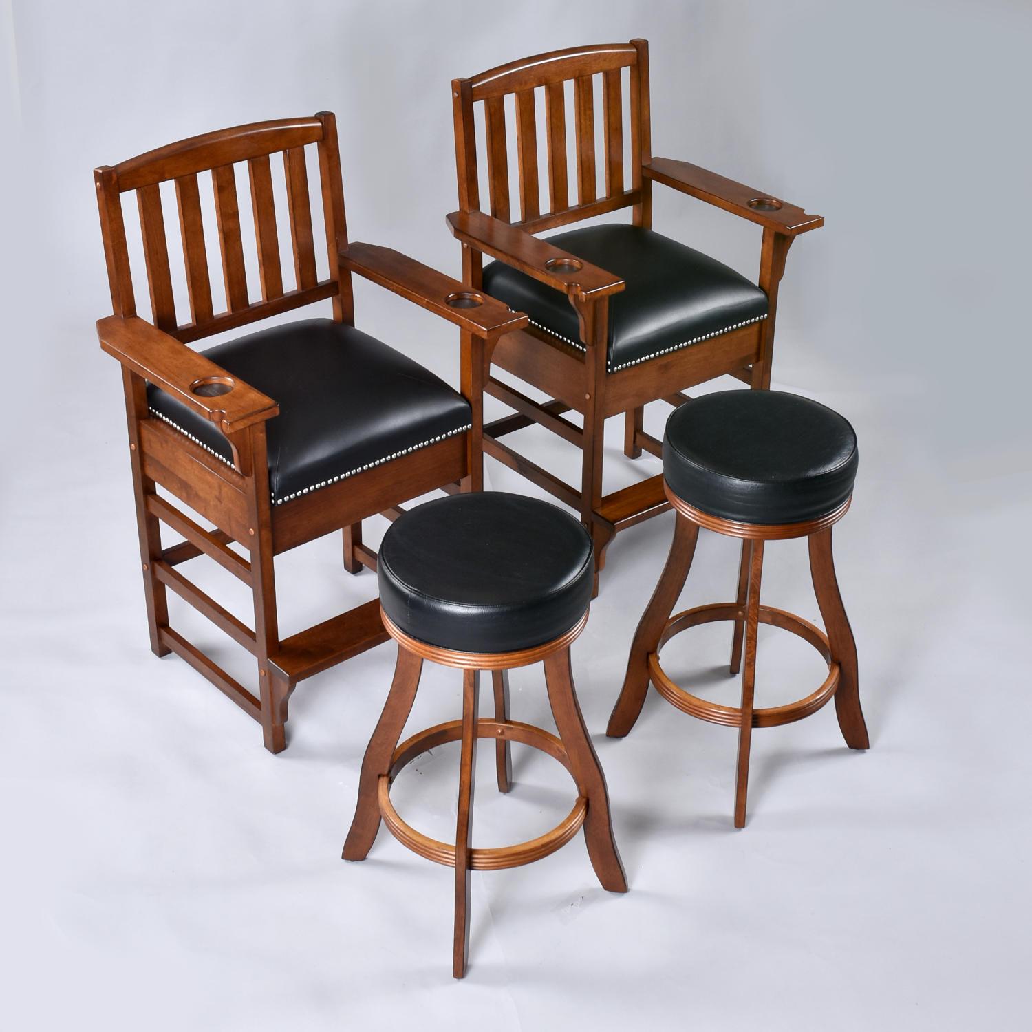 American Heritage Billiard Pub Height Table Set with King View Chairs and Stools In Good Condition In Chattanooga, TN