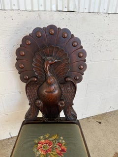 American High Victorian Art Nouveau Carved Peacock Form Side Chair