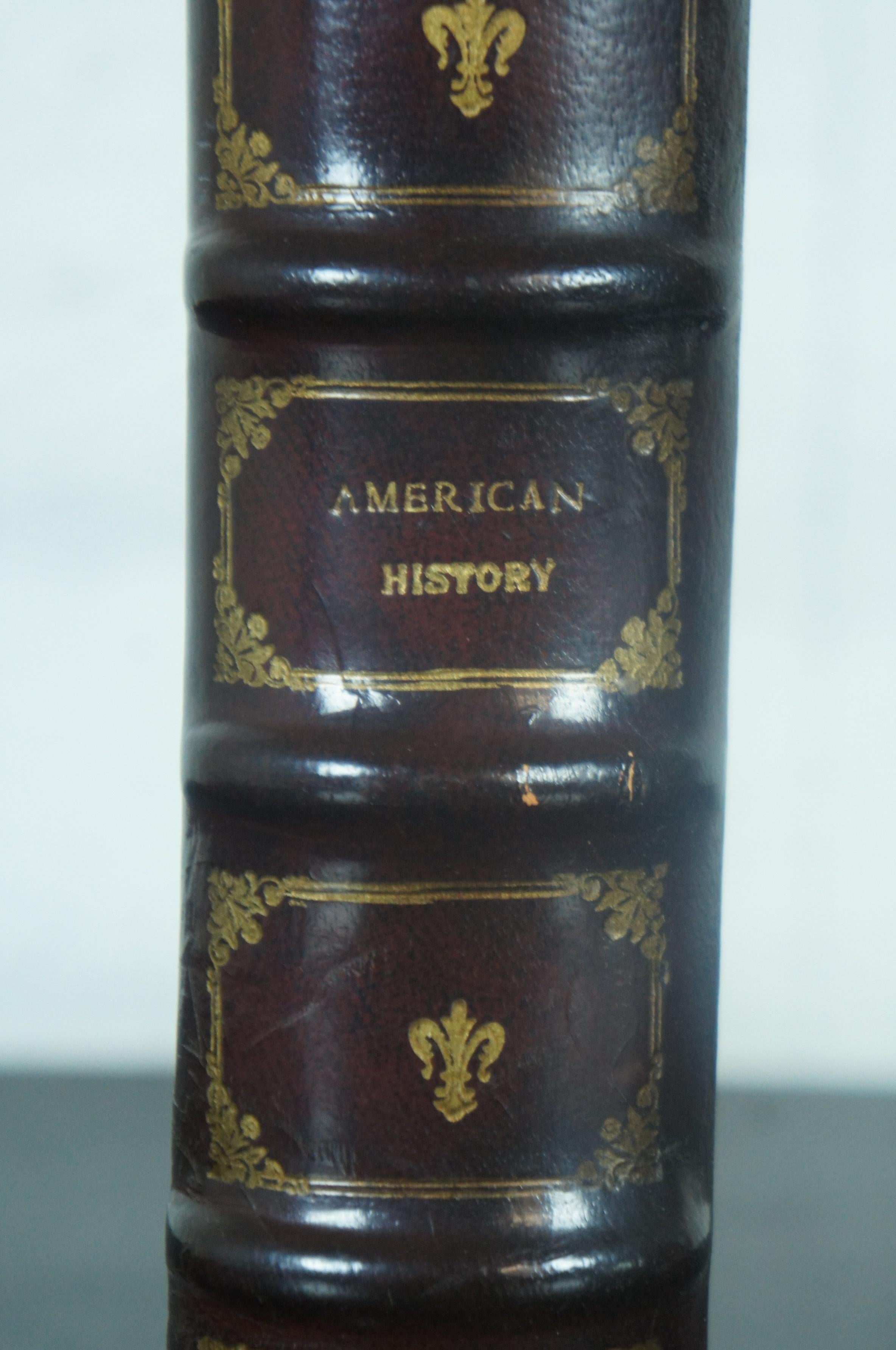 20th Century American History Oxblood Tooled Leather Faux Book Box Trinket Keepsake Stash