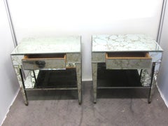 American Hollywood Regency Mirrored Nightstands