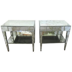 American Hollywood Regency Mirrored Nightstands