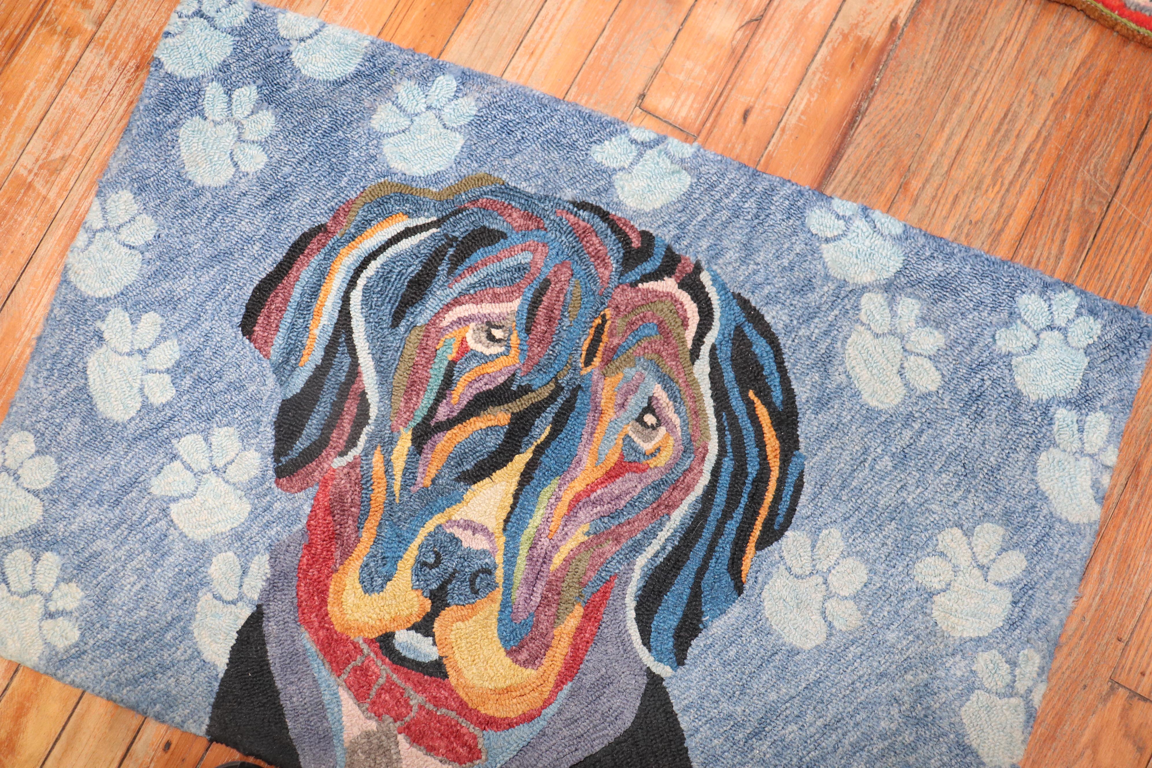 American Hook Dog Rug In Good Condition For Sale In New York, NY